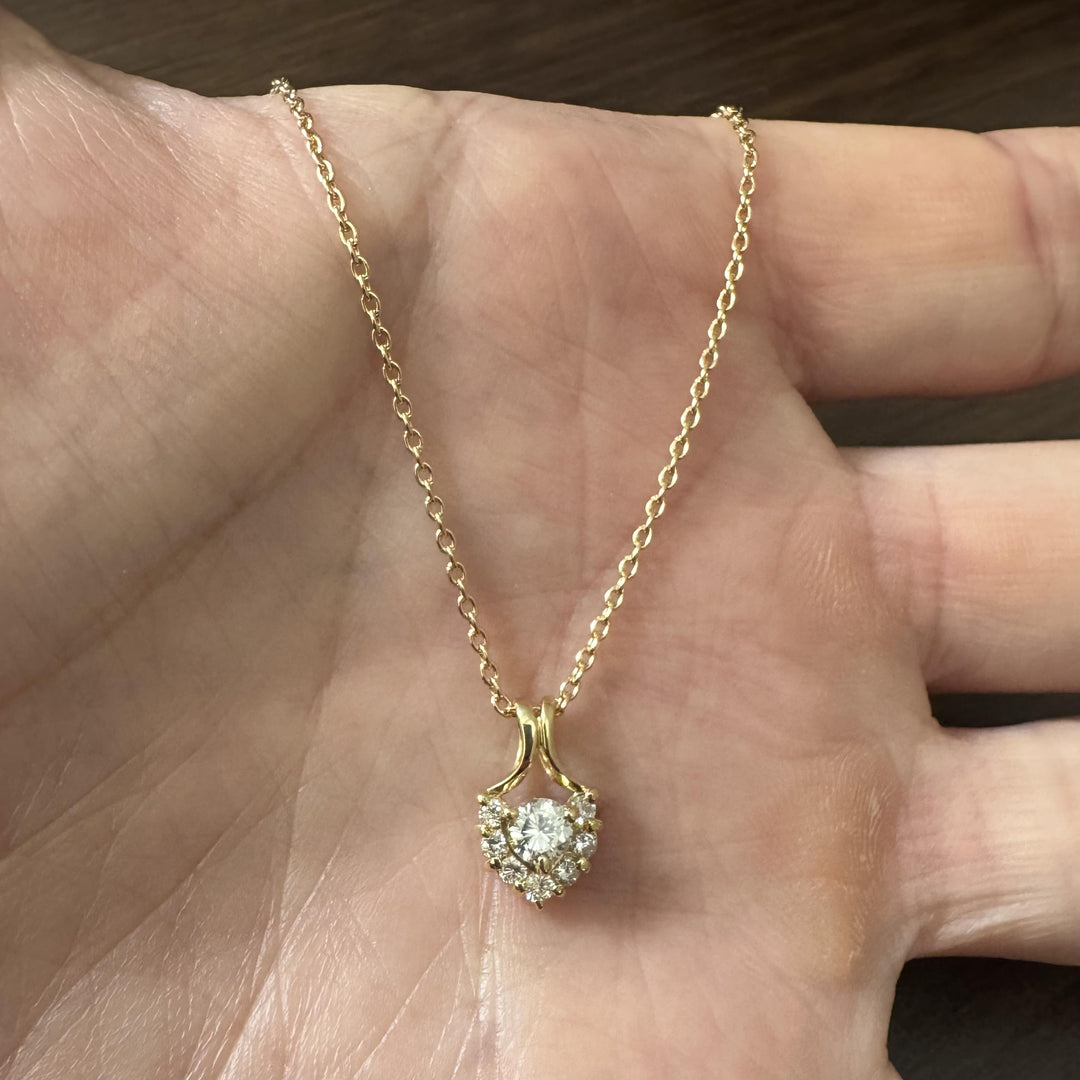 18k Yellow Gold and 0.61cttw Diamond Heart Pendant Necklace 20"