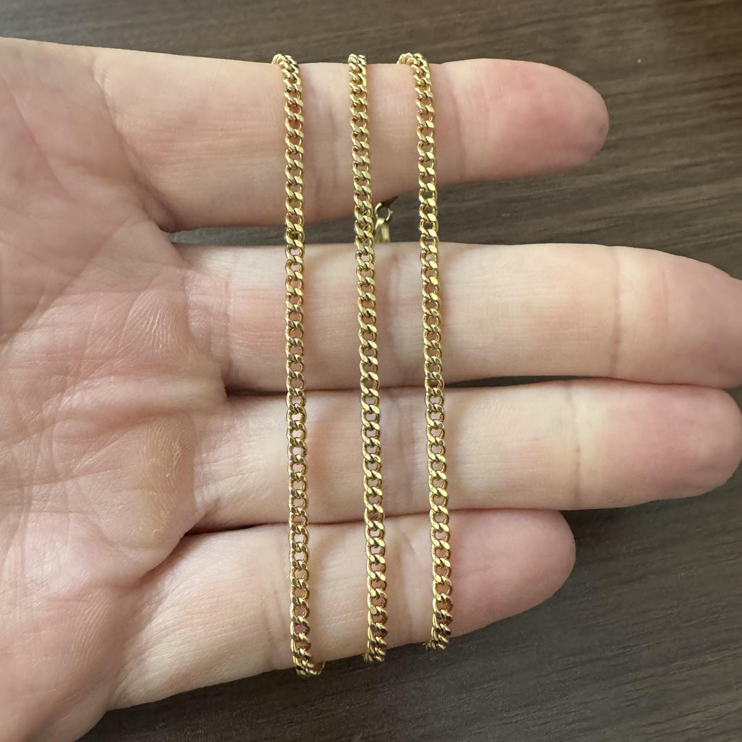 18k Yellow Gold 7.4g Hollow Light 2.8mm Curb Link Chain Necklace 23"