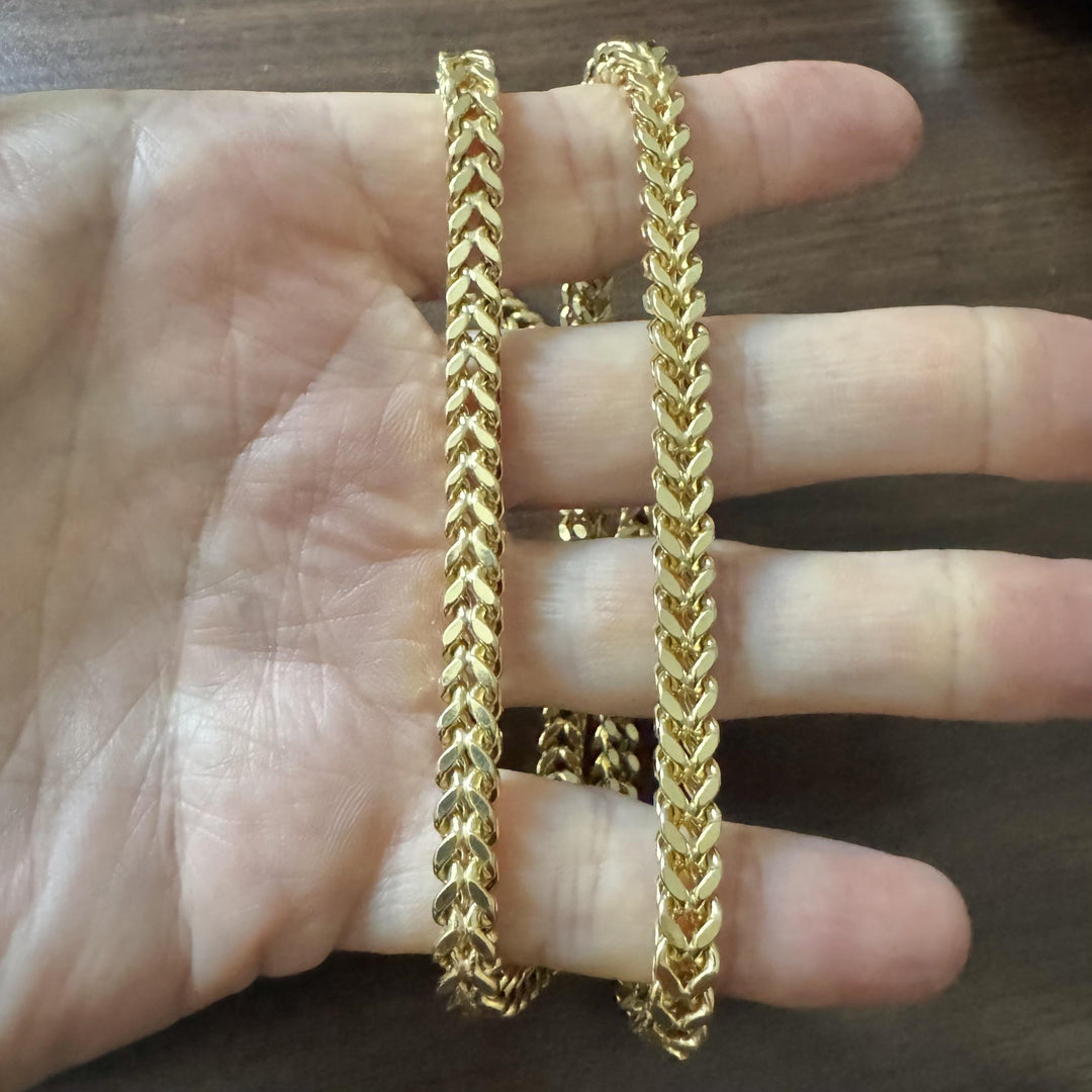 14k Yellow Gold 41g Thick Squared 6.5mm Franco Link Chain Necklace 24"