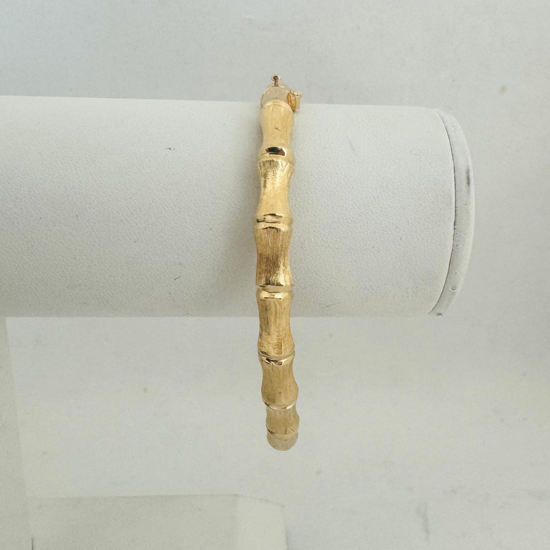 14k Yellow Gold 16.5g Solid Vintage 6mm Bamboo Bangle Bracelet 7.25"