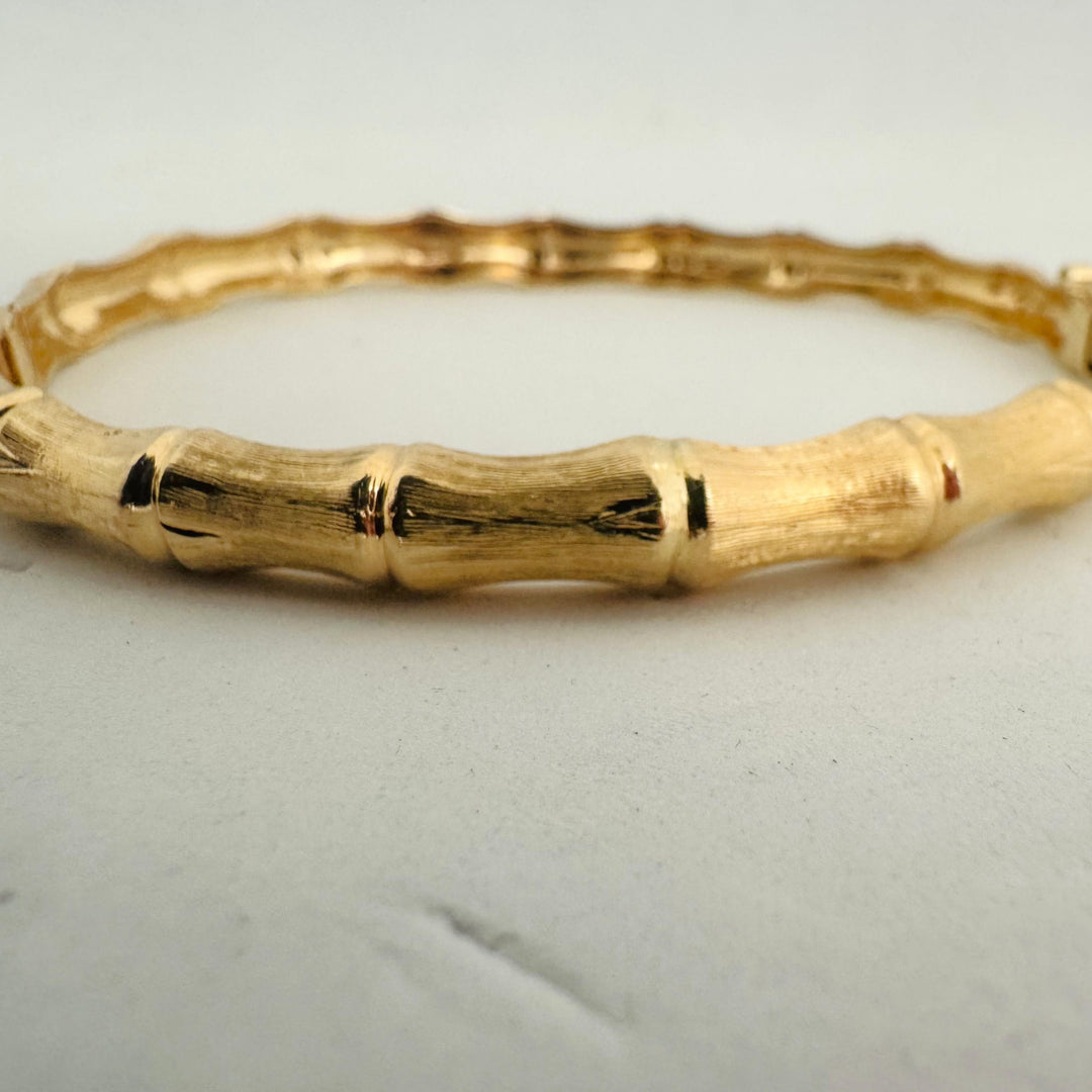14k Yellow Gold 16.5g Solid Vintage 6mm Bamboo Bangle Bracelet 7.25"