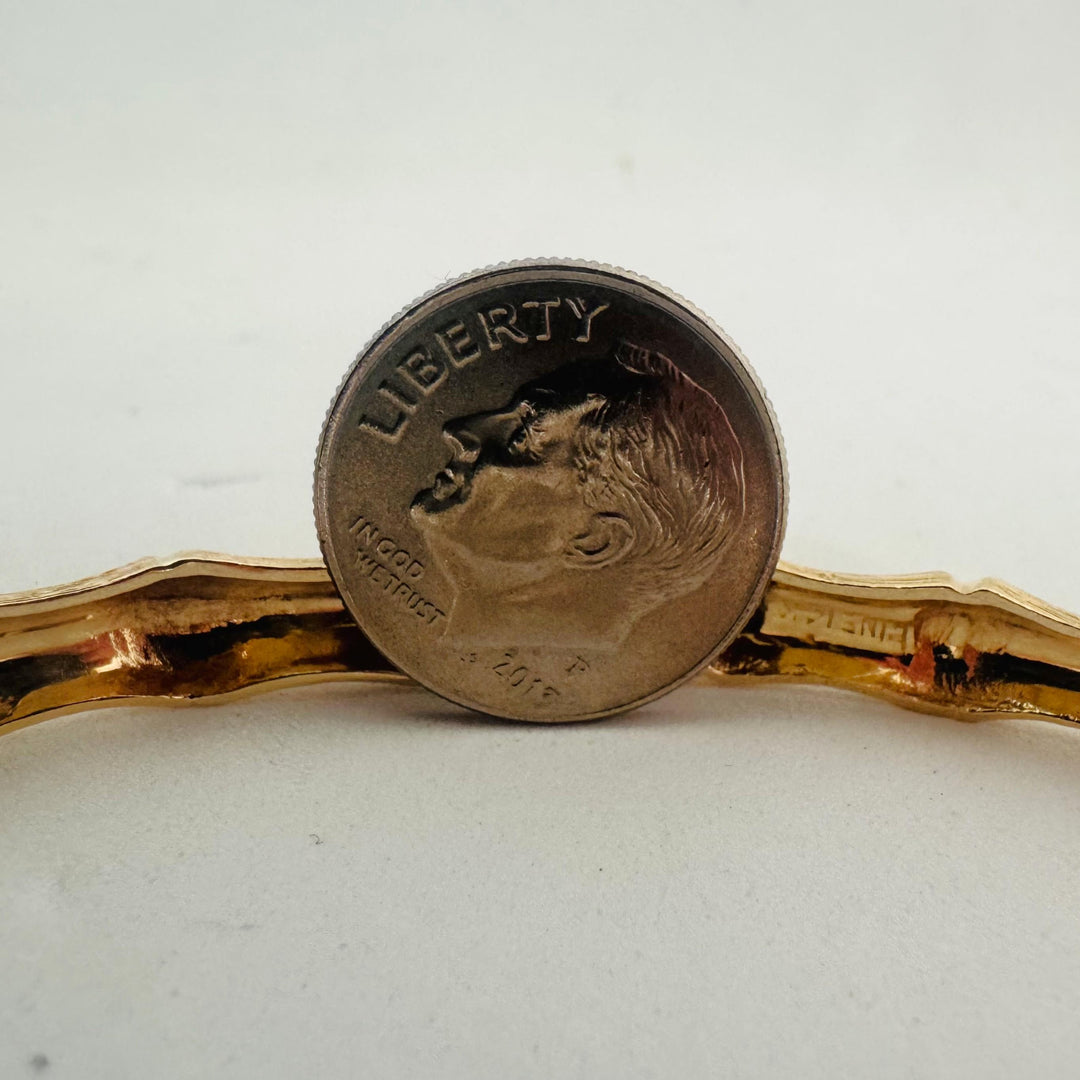 14k Yellow Gold 16.5g Solid Vintage 6mm Bamboo Bangle Bracelet 7.25"