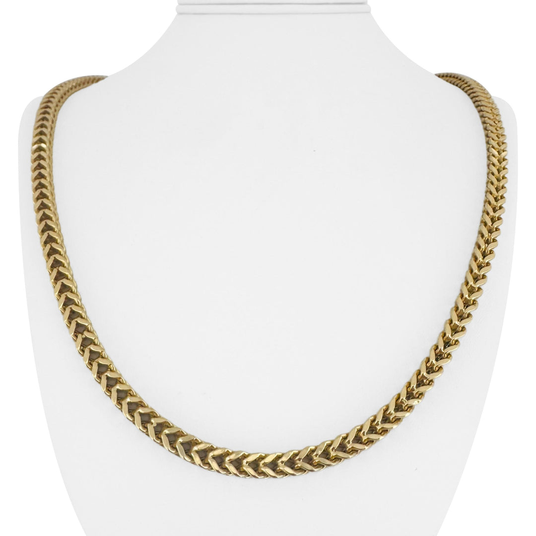14k Yellow Gold 38g Thick Squared 5.5mm Men's Franco Link Chain Necklace 24"