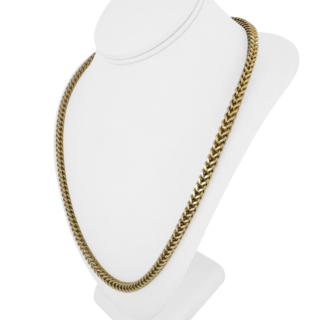 14k Yellow Gold 38g Thick Squared 5.5mm Men's Franco Link Chain Necklace 24"