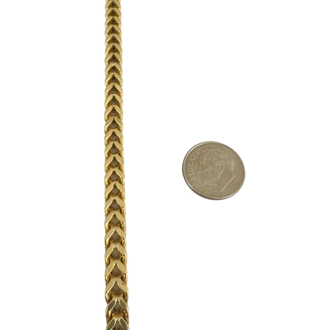 14k Yellow Gold 38g Thick Squared 5.5mm Men's Franco Link Chain Necklace 24"