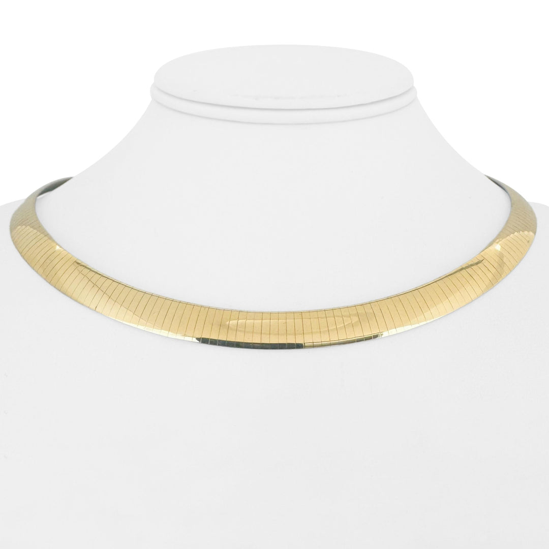 14k Yellow and White Gold 45.6g Reversible Heavy 8mm Omega Necklace Italy 16"