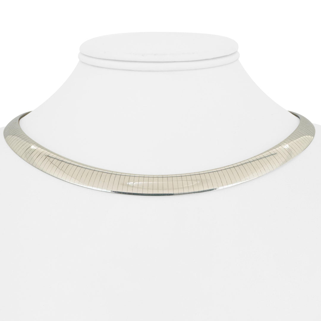 14k Yellow and White Gold 45.6g Reversible Heavy 8mm Omega Necklace Italy 16"