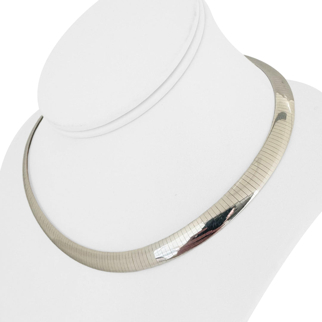 14k Yellow and White Gold 45.6g Reversible Heavy 8mm Omega Necklace Italy 16"