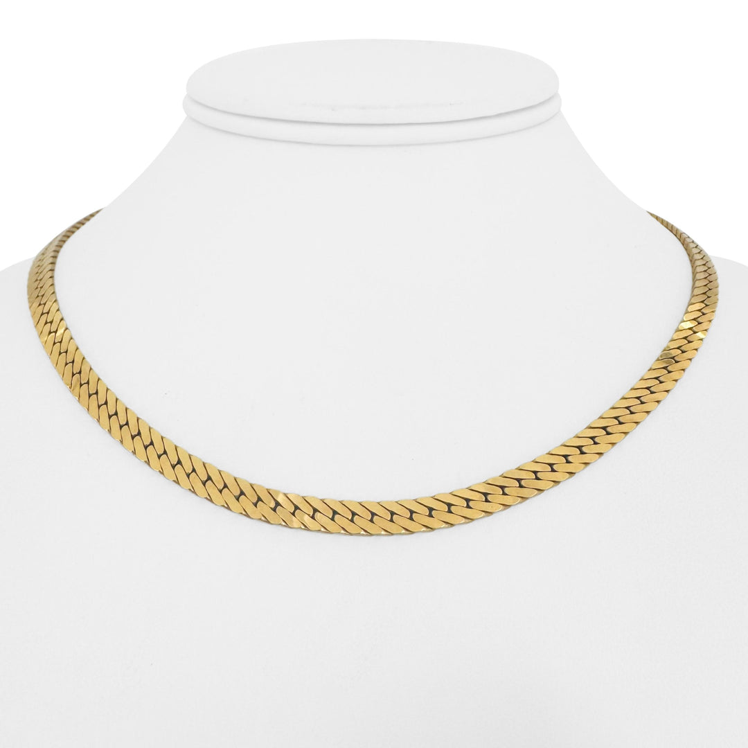 14k Yellow Gold 28.6g UnoAErre Vintage Thick Herringbone Necklace Italy 16.5"