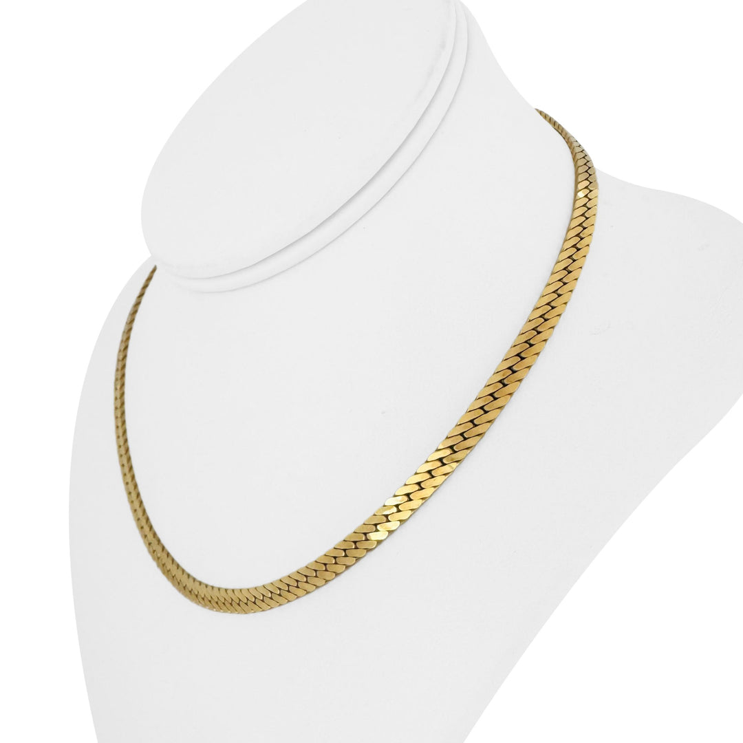 14k Yellow Gold 28.6g UnoAErre Vintage Thick Herringbone Necklace Italy 16.5"