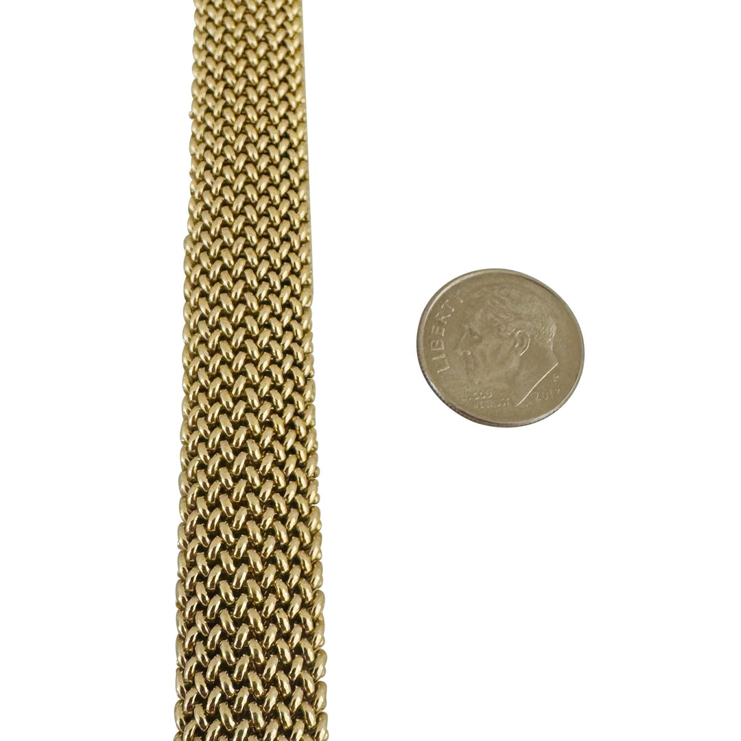 14k Yellow Gold 40g Solid Heavy 14mm Vintage Mesh Link Bracelet 7.5"