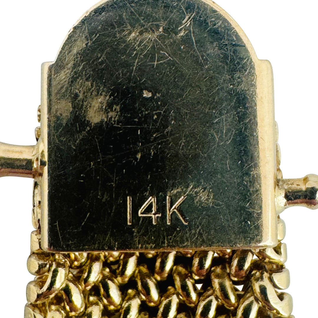 14k Yellow Gold 40g Solid Heavy 14mm Vintage Mesh Link Bracelet 7.5"