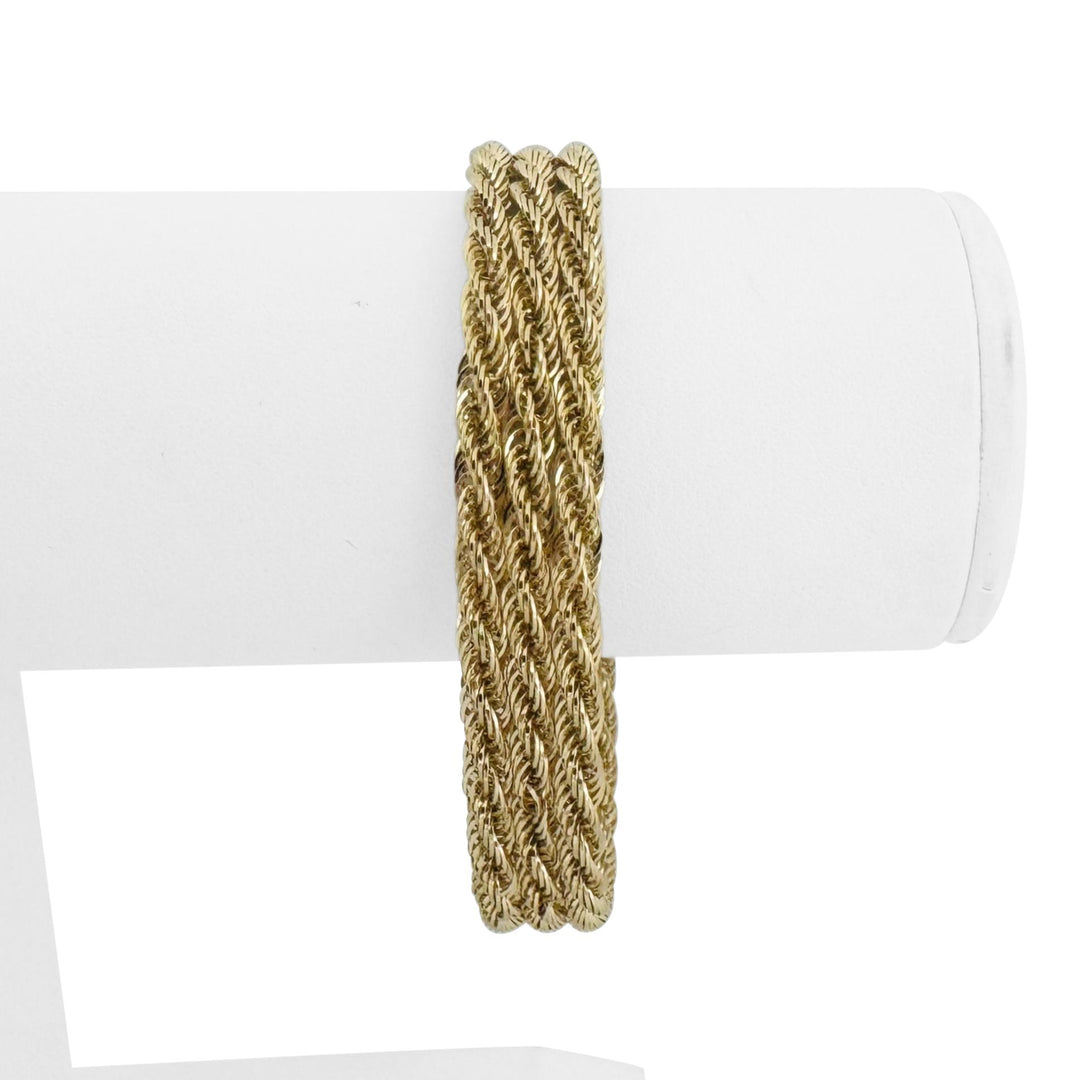 14k Yellow Gold 9.5g Ladies Light 12mm Three Strand Twisted Link Bracelet 7.25"