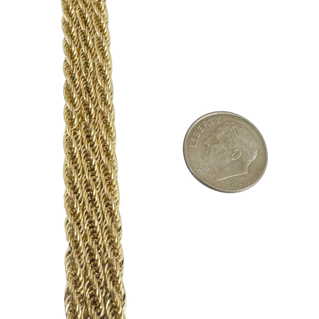 14k Yellow Gold 9.5g Ladies Light 12mm Three Strand Twisted Link Bracelet 7.25"