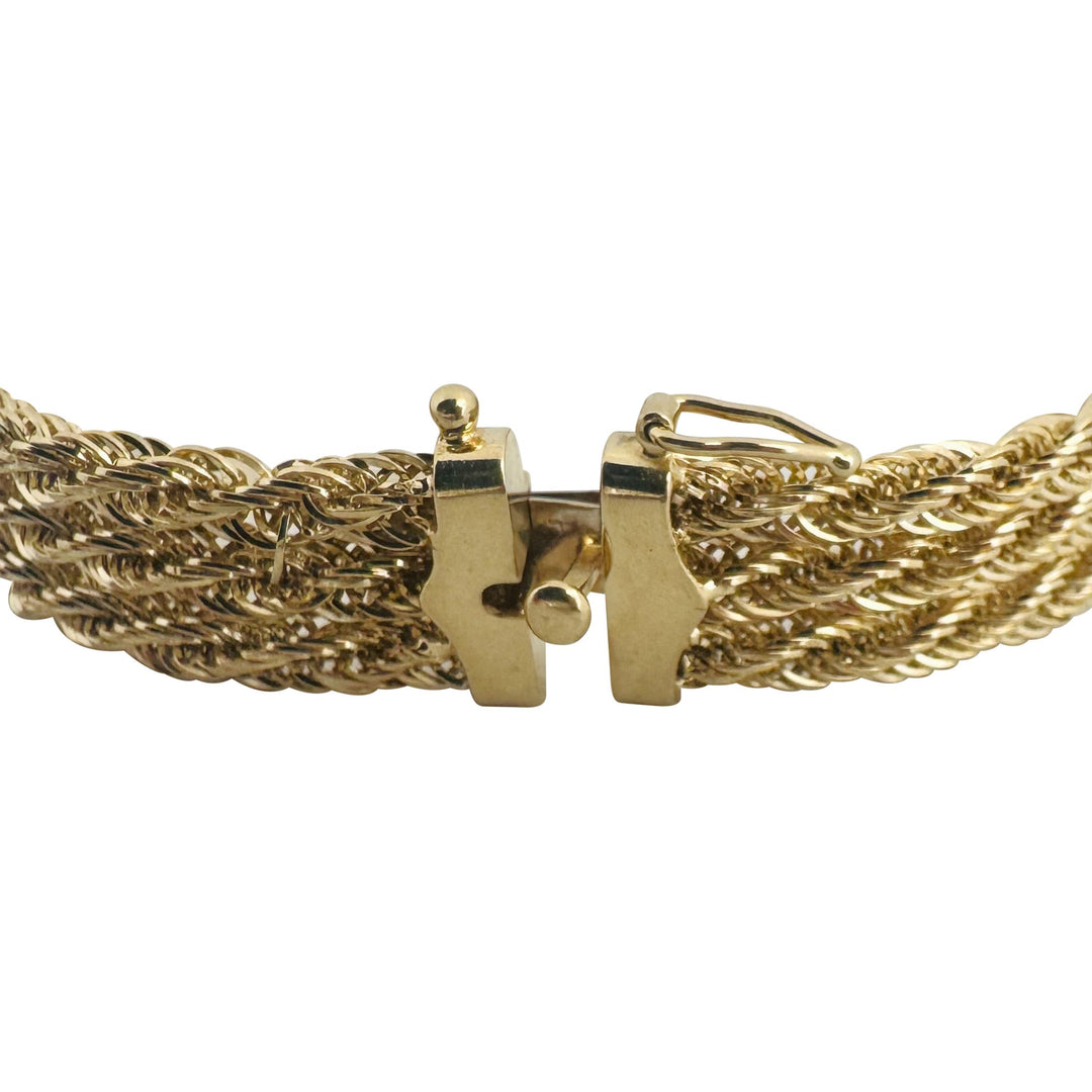 14k Yellow Gold 9.5g Ladies Light 12mm Three Strand Twisted Link Bracelet 7.25"