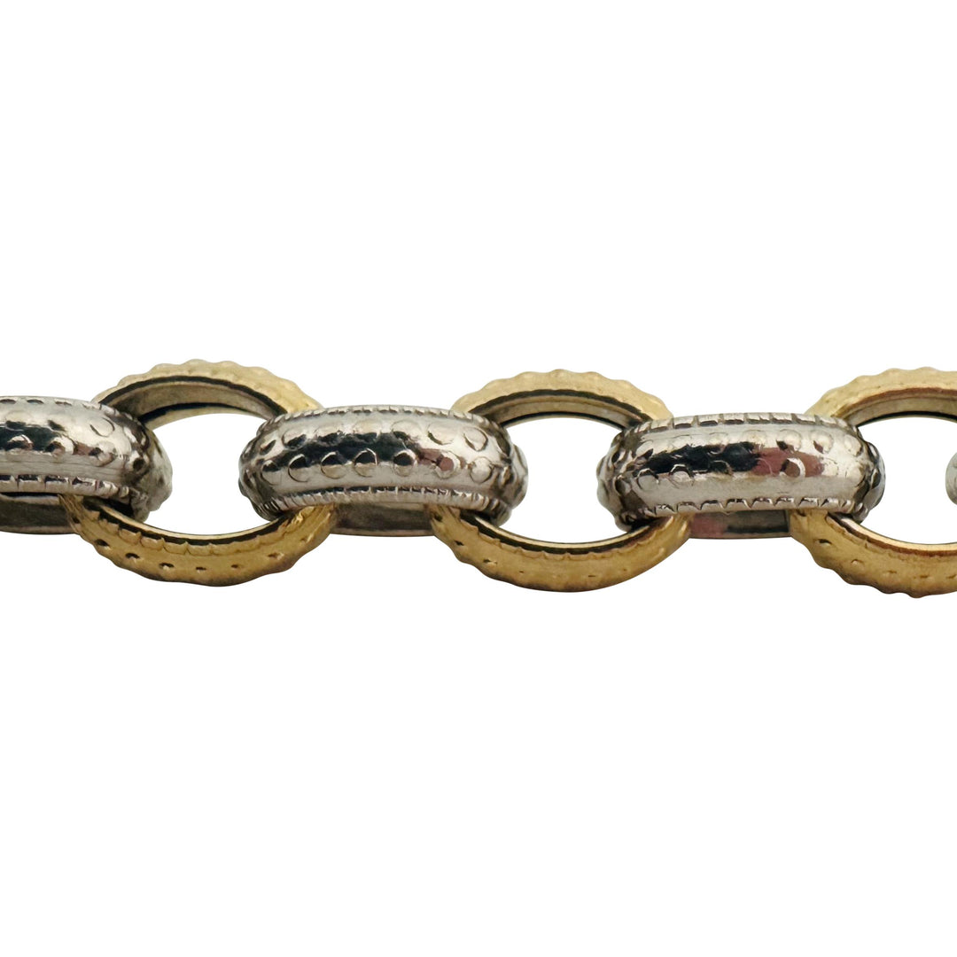 14k Yellow and White Gold 12.2g Hollow Light Rolo Link Bracelet Italy 8"