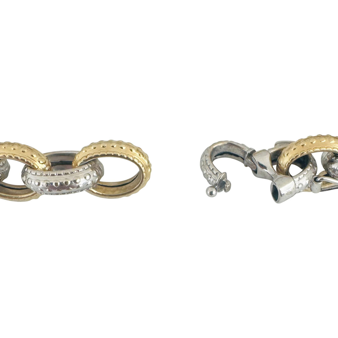 14k Yellow and White Gold 12.2g Hollow Light Rolo Link Bracelet Italy 8"