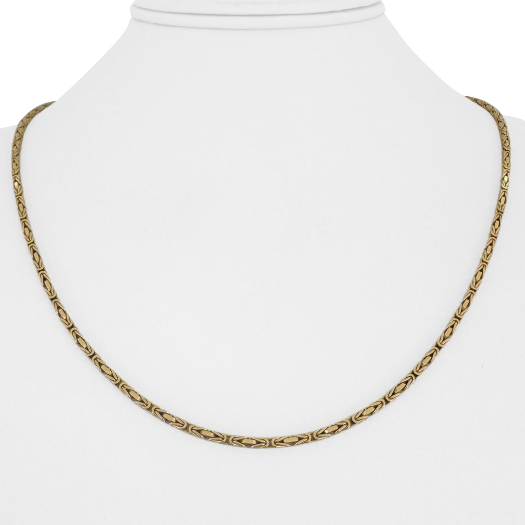 14k Yellow Gold 13g Solid Squared 2.5mm Byzantine Link Chain Necklace 20"