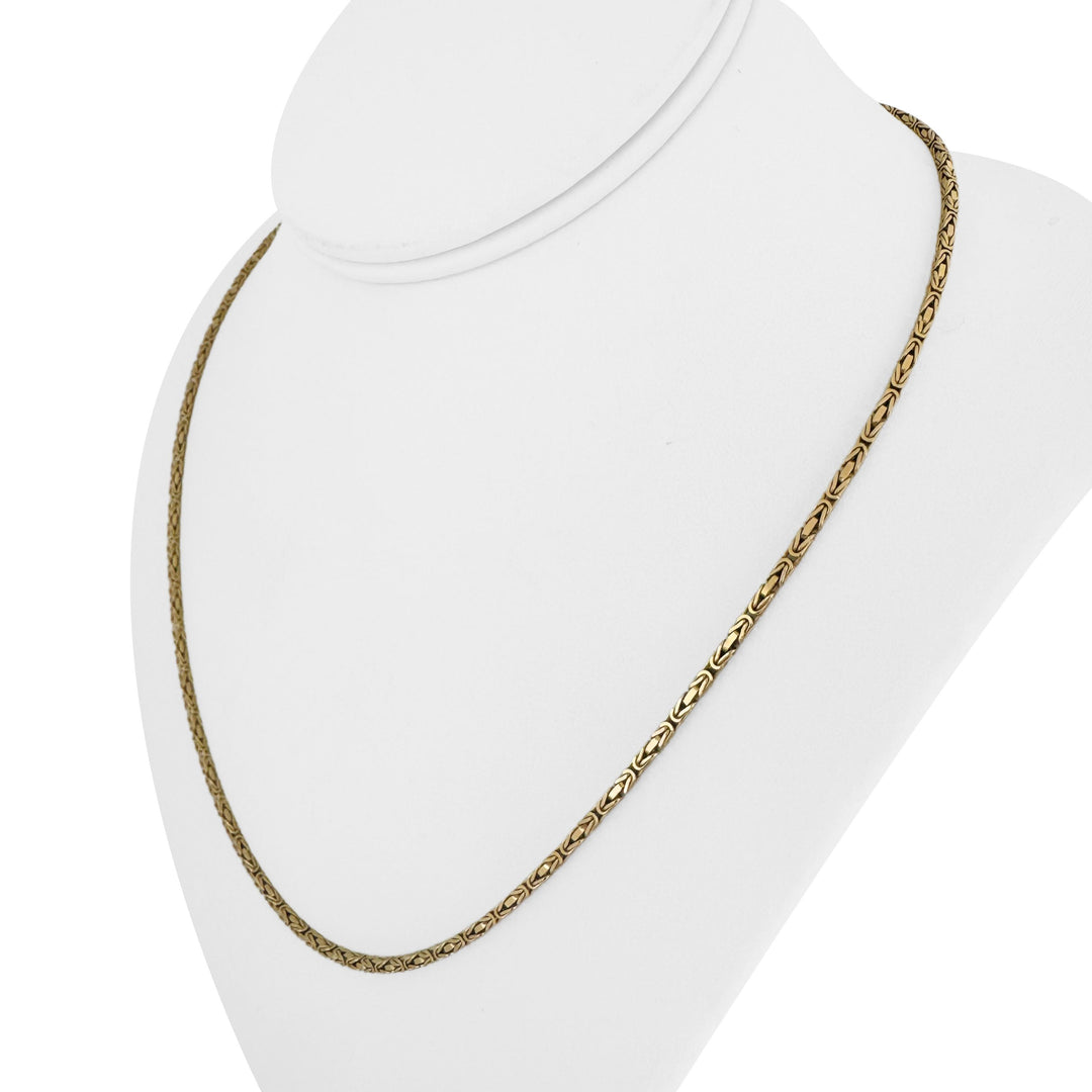 14k Yellow Gold 13g Solid Squared 2.5mm Byzantine Link Chain Necklace 20"