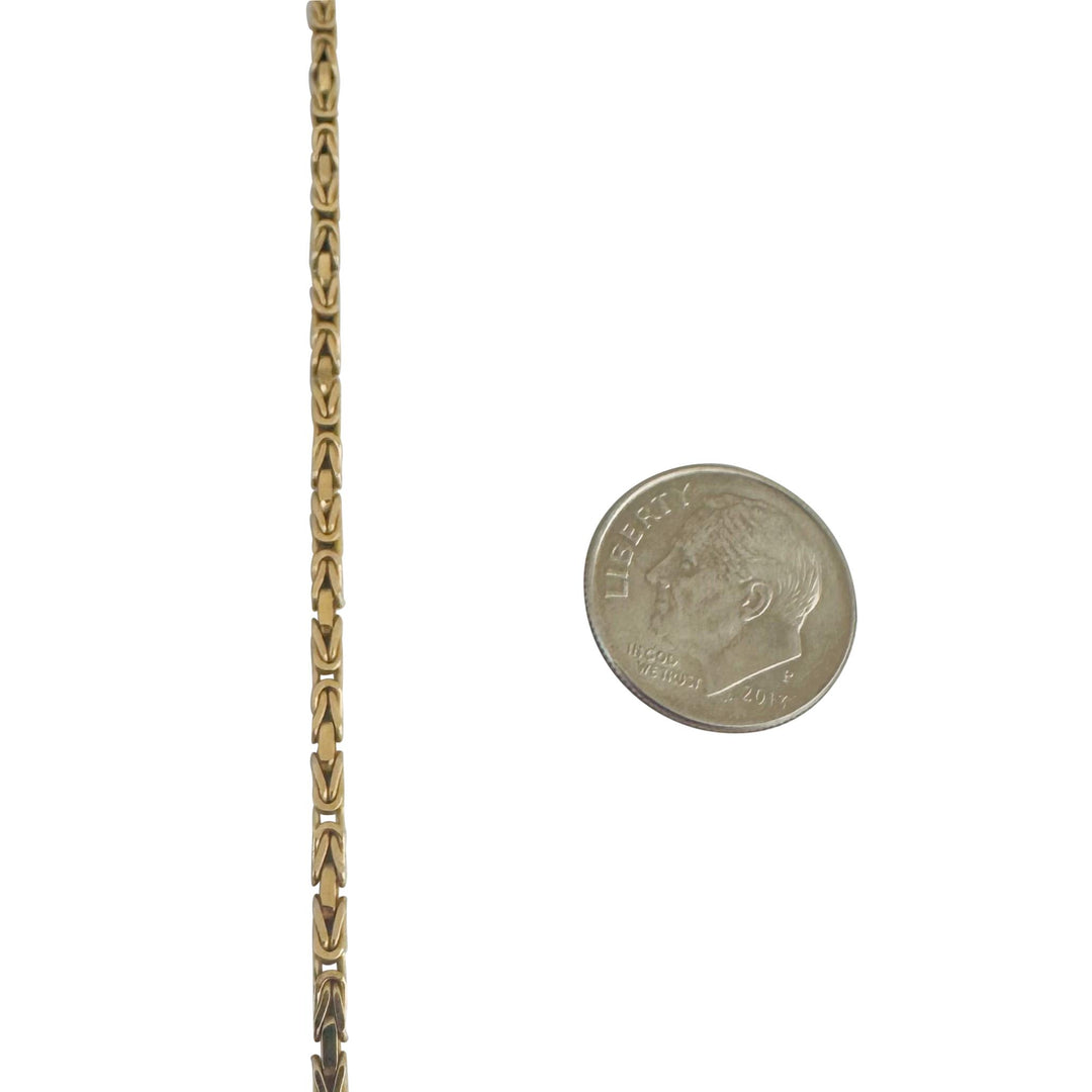 14k Yellow Gold 13g Solid Squared 2.5mm Byzantine Link Chain Necklace 20"