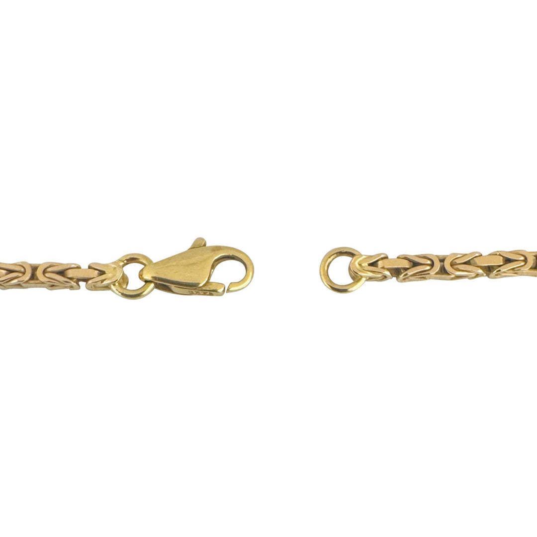 14k Yellow Gold 13g Solid Squared 2.5mm Byzantine Link Chain Necklace 20"