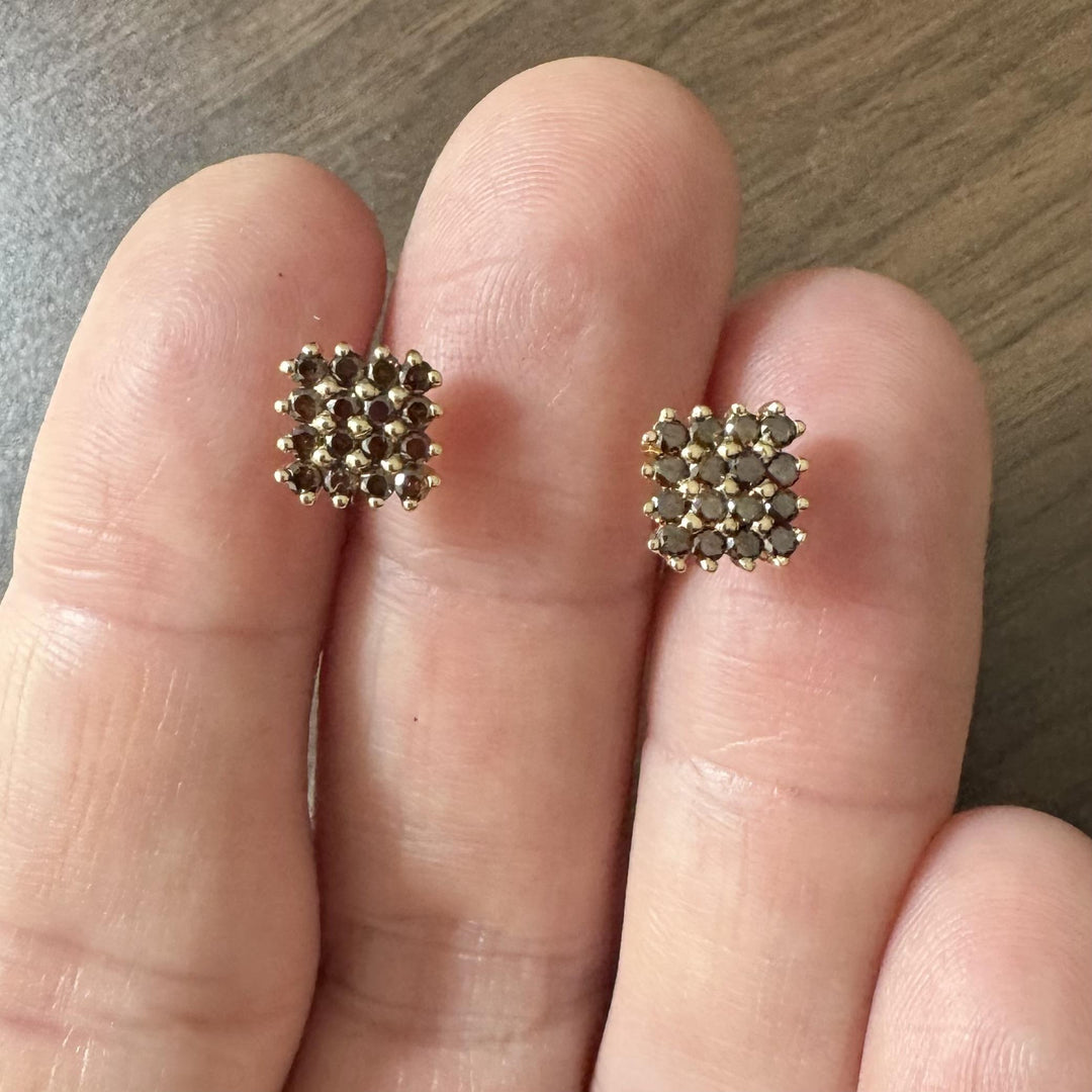 14k Yellow Gold and 1cttw Chocolate Diamond Stud Earrings
