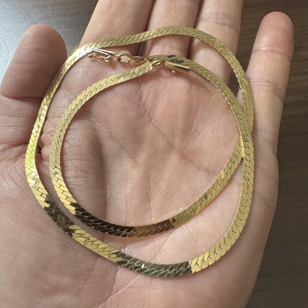 14k Yellow Gold 16g Solid Thick 4mm Herringbone Link Chain Necklace 20"