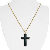 Effy 14k Yellow Gold and Black Onyx Cross Pendant Necklace 24"