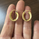 18k Yellow Gold 3.3g Hollow Polished Milor Hoop Earrings Italy 1"