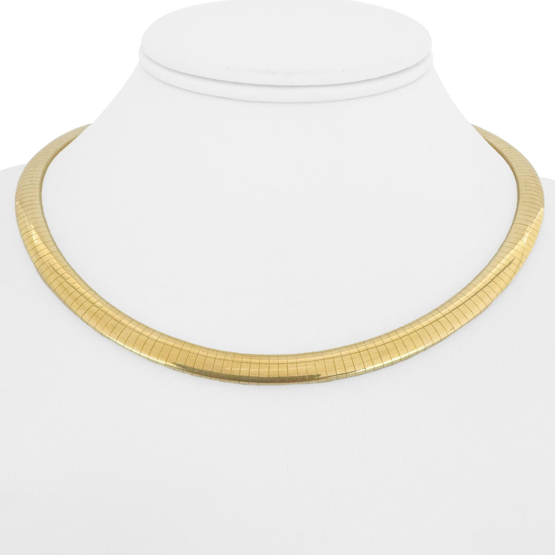 14k Yellow Gold 38g Solid Heavy 6mm Omega Link Necklace Italy 16"