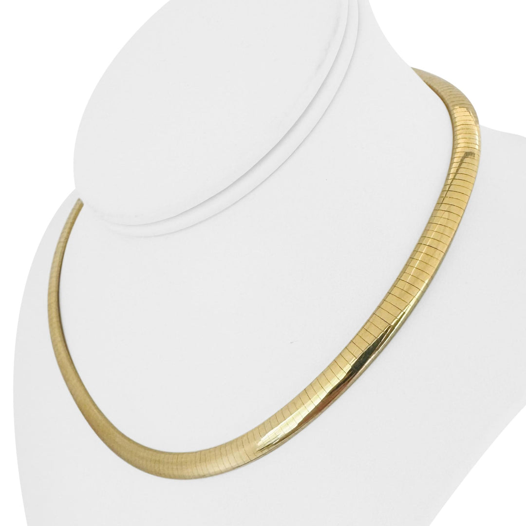14k Yellow Gold 38g Solid Heavy 6mm Omega Link Necklace Italy 16"