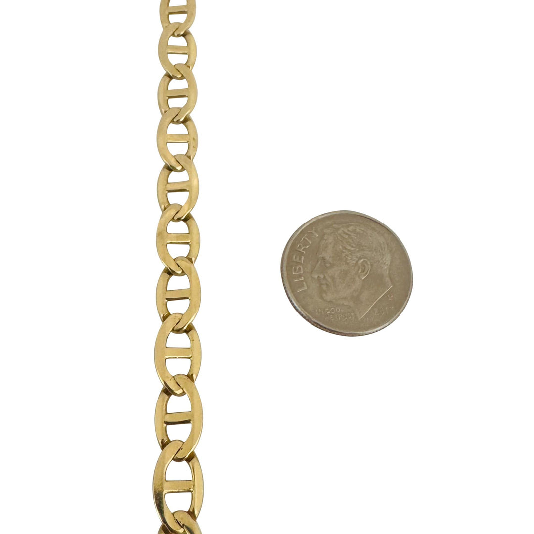 14k Yellow Gold 23.4g Solid 6mm Mariner Link Chain Necklace 23"
