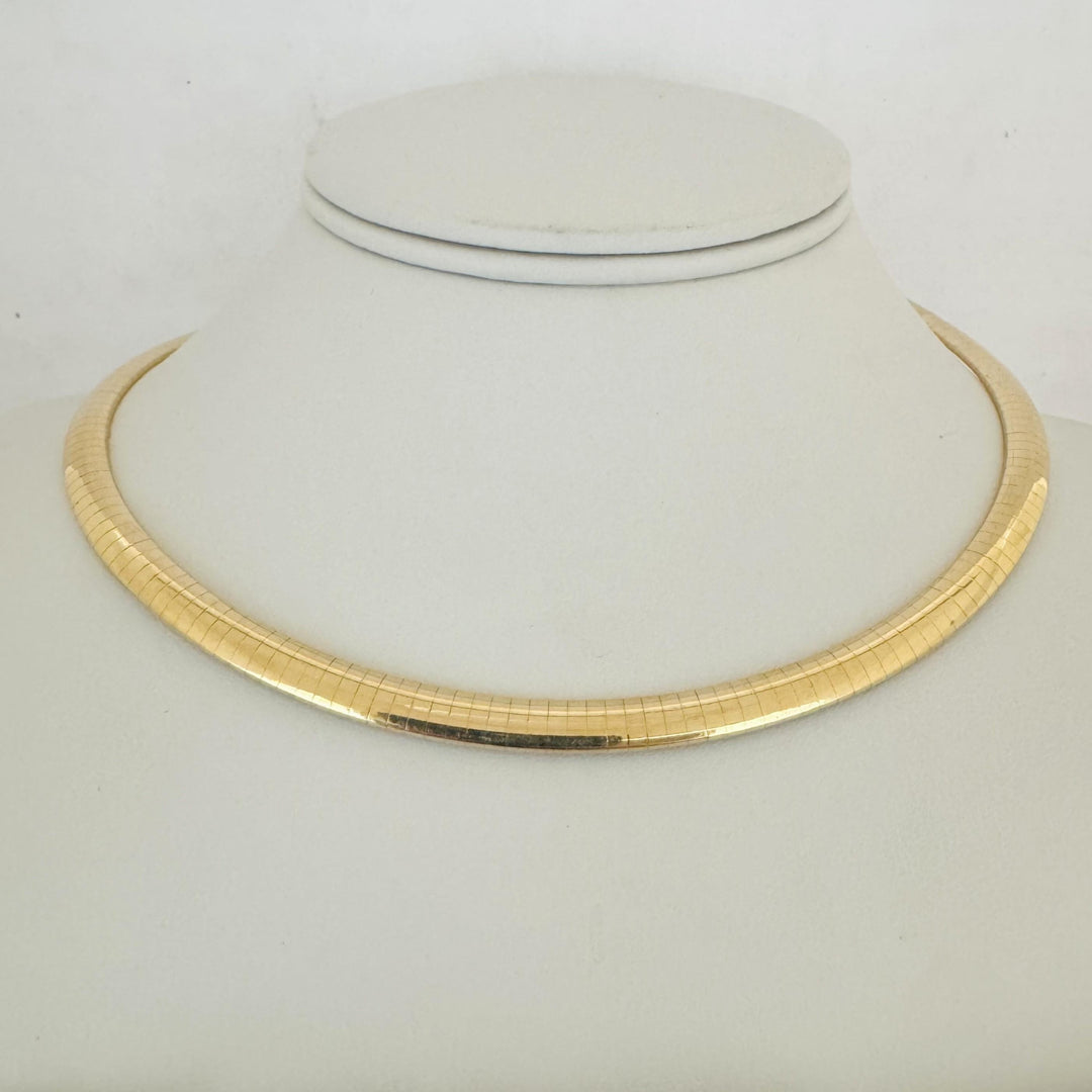 14k Yellow Gold 32.8g Solid Heavy 6mm Omega Link Necklace 16"
