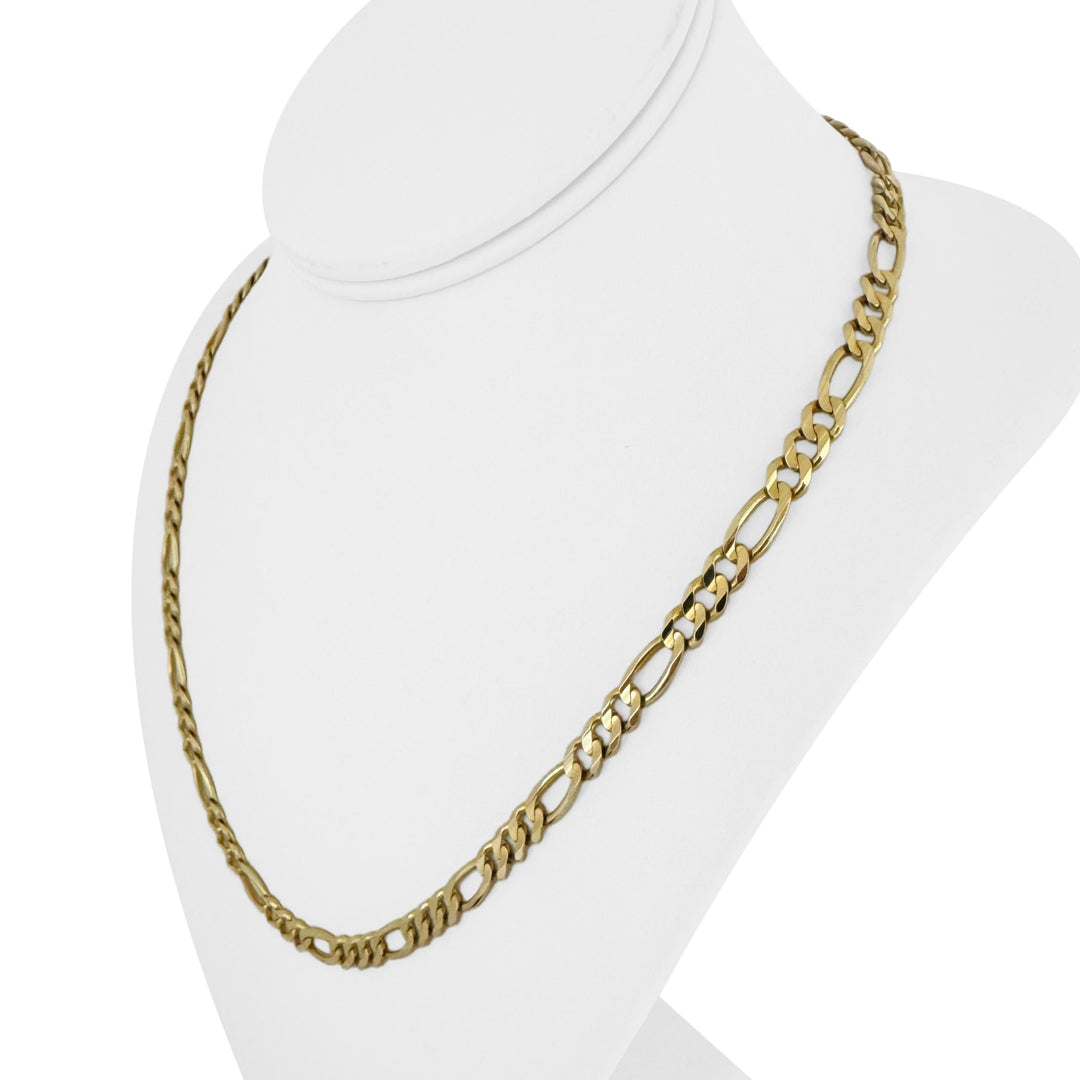14k Yellow Gold 24.6g Solid 6mm Figaro Link Chain Necklace Italy 20"