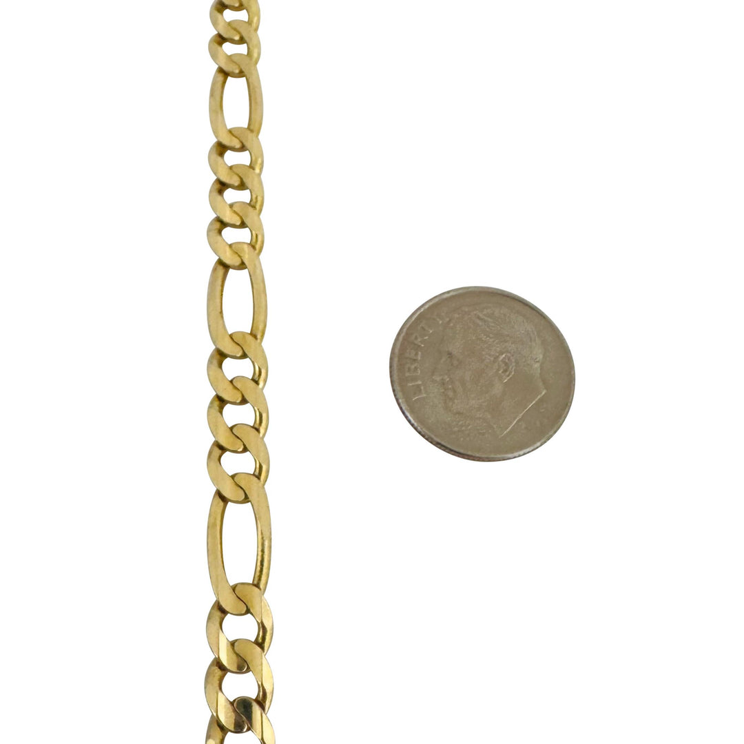14k Yellow Gold 24.6g Solid 6mm Figaro Link Chain Necklace Italy 20"