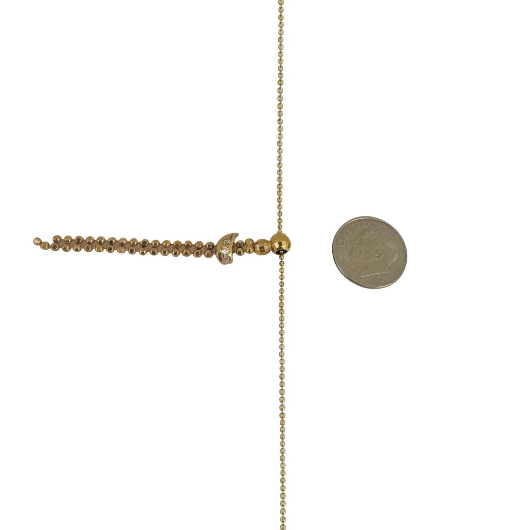 18k Yellow Gold and CZ 5.4g Vintage Beaded Link Drop Dangle Necklace Italy 17.5"