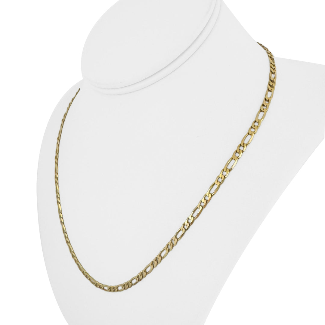 18k Yellow Gold 12.2g Solid Vintage 3.5mm Chini Figaro Link Necklace Italy 19"