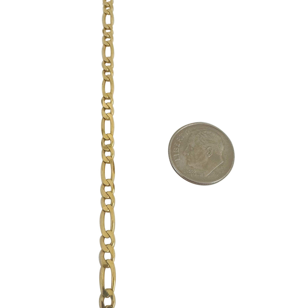 18k Yellow Gold 12.2g Solid Vintage 3.5mm Chini Figaro Link Necklace Italy 19"
