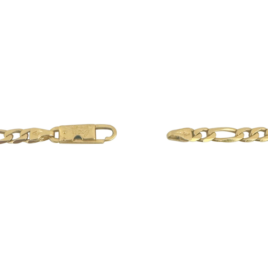 18k Yellow Gold 12.2g Solid Vintage 3.5mm Chini Figaro Link Necklace Italy 19"