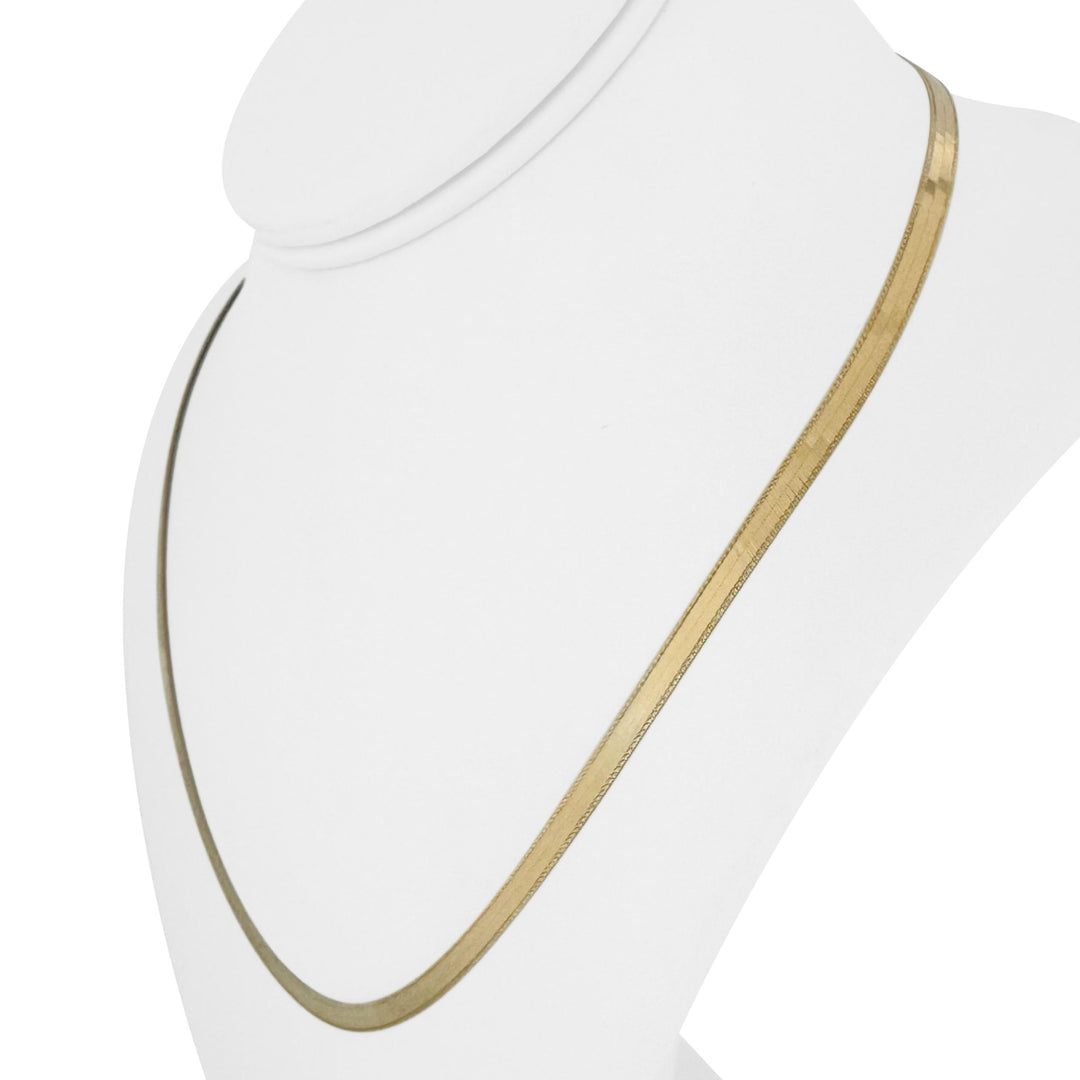 14k Yellow Gold 8g Thin Flat Etched Edge Herringbone Link Necklace Italy 20"