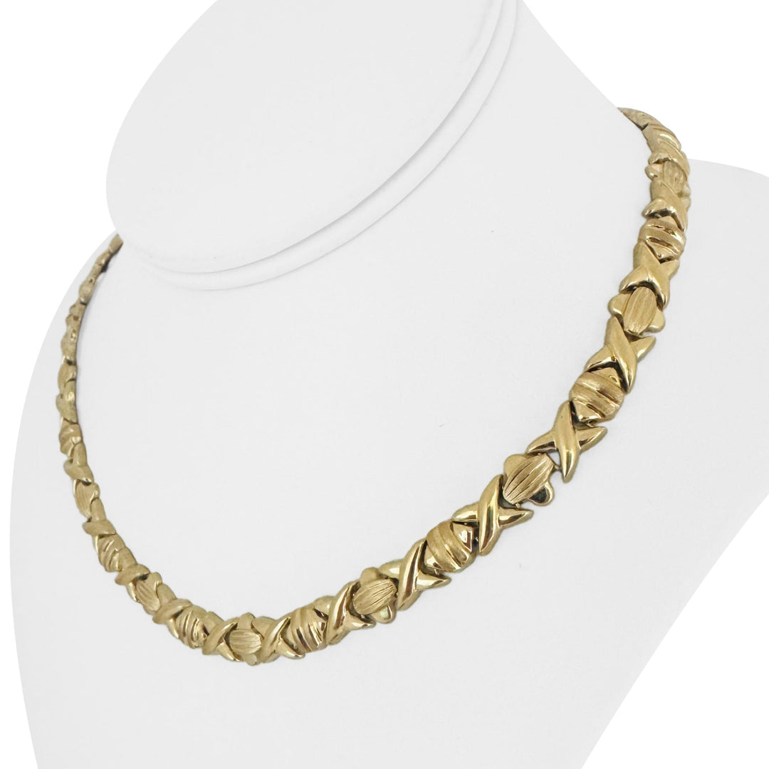 14k Yellow Gold 23.9g Ladies Hugs and Kisses XO Link Necklace 17"
