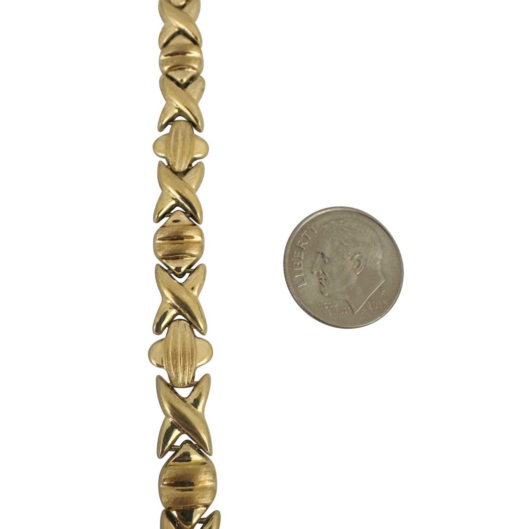 14k Yellow Gold 23.9g Ladies Hugs and Kisses XO Link Necklace 17"