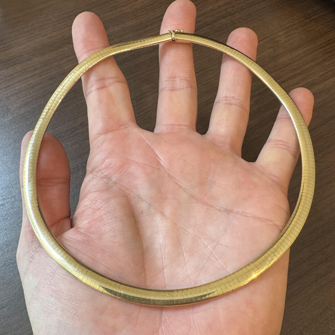 14k Yellow Gold 38g Solid Heavy 6mm Omega Link Necklace Italy 16"
