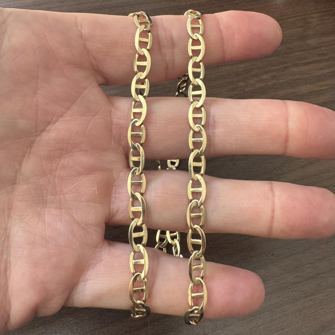 14k Yellow Gold 23.4g Solid 6mm Mariner Link Chain Necklace 23"