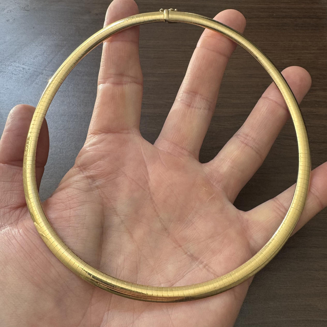 14k Yellow Gold 32.8g Solid Heavy 6mm Omega Link Necklace 16"