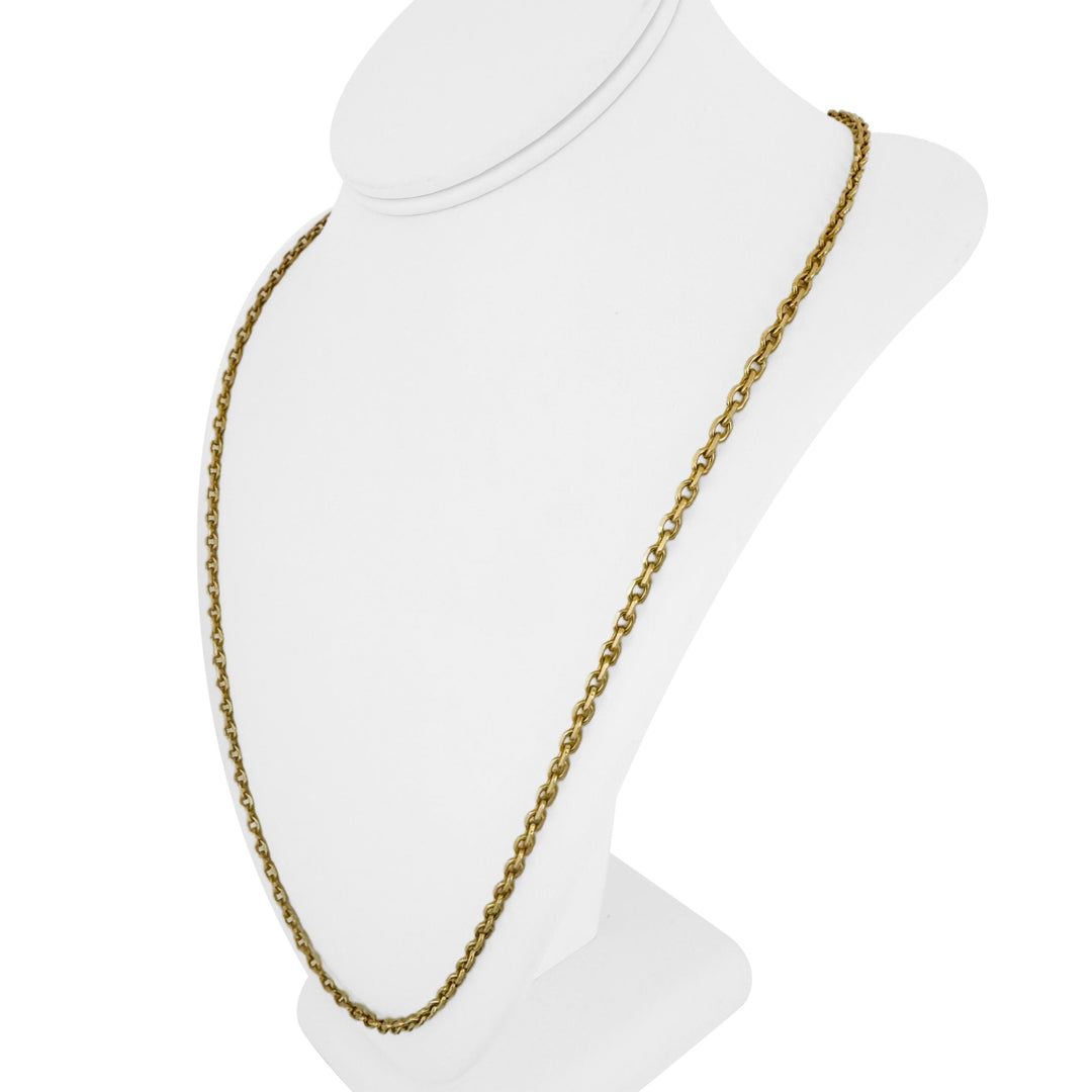18k Yellow Gold 26g Solid Heavy 3.5mm Cable Link Chain Necklace 26"