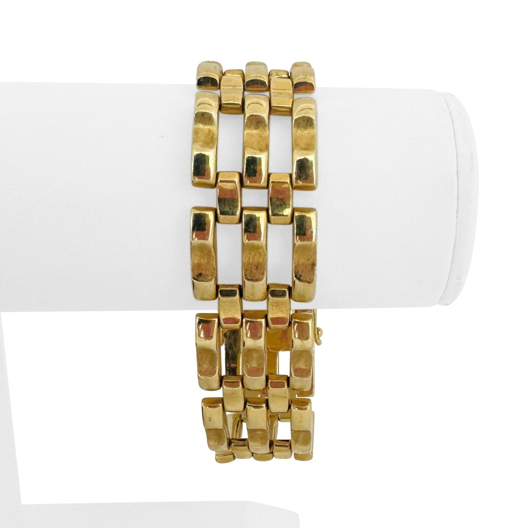 14k Yellow Gold 35.6g Heavy Wide 20mm Retro Fancy Link Bracelet 7.5"