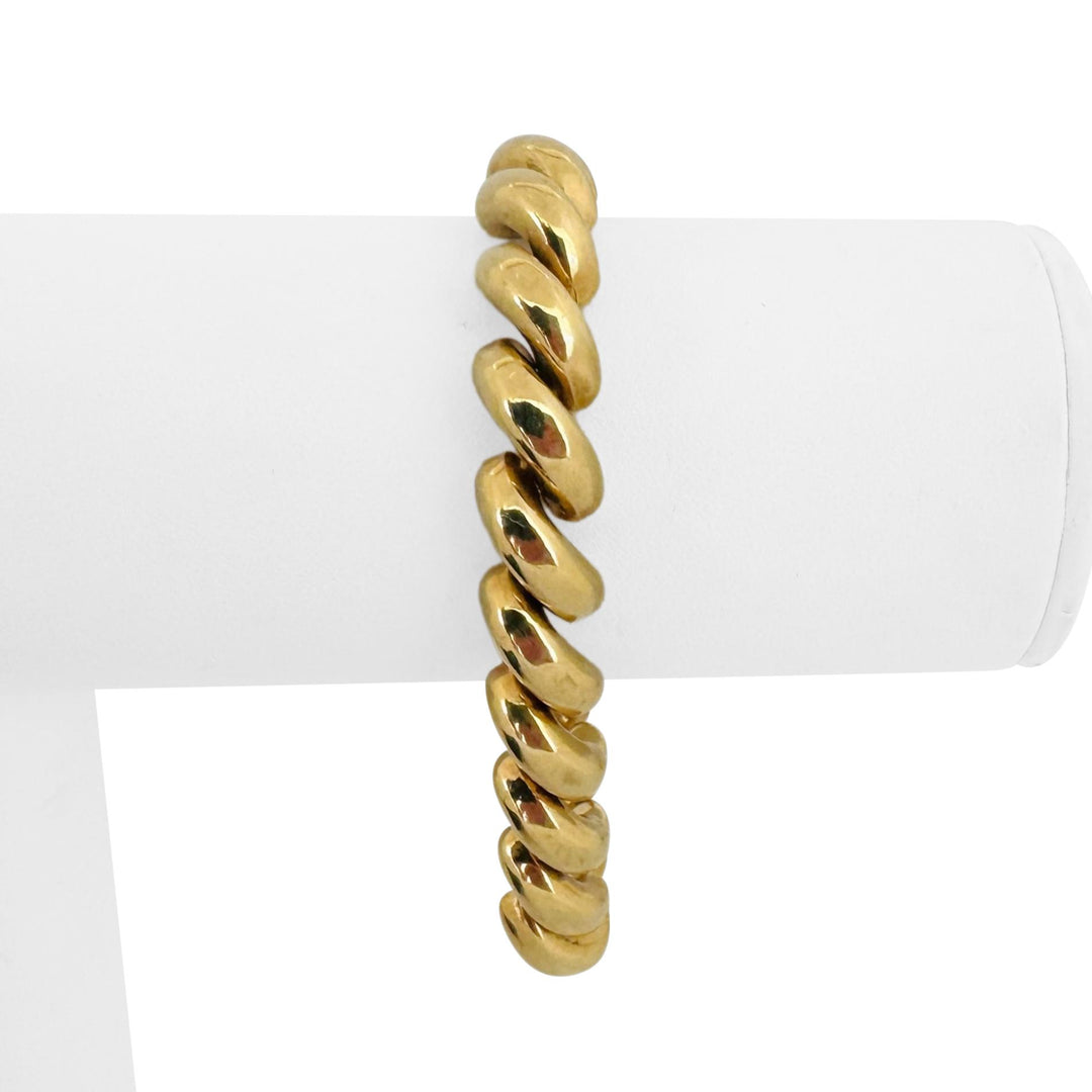 14k Yellow Gold 31g Heavy Polished 10mm San Marco Link Bracelet Italy 7.25"