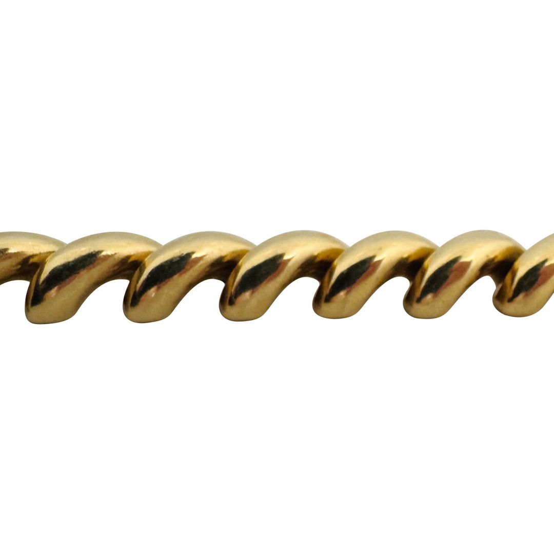 14k Yellow Gold 31g Heavy Polished 10mm San Marco Link Bracelet Italy 7.25"