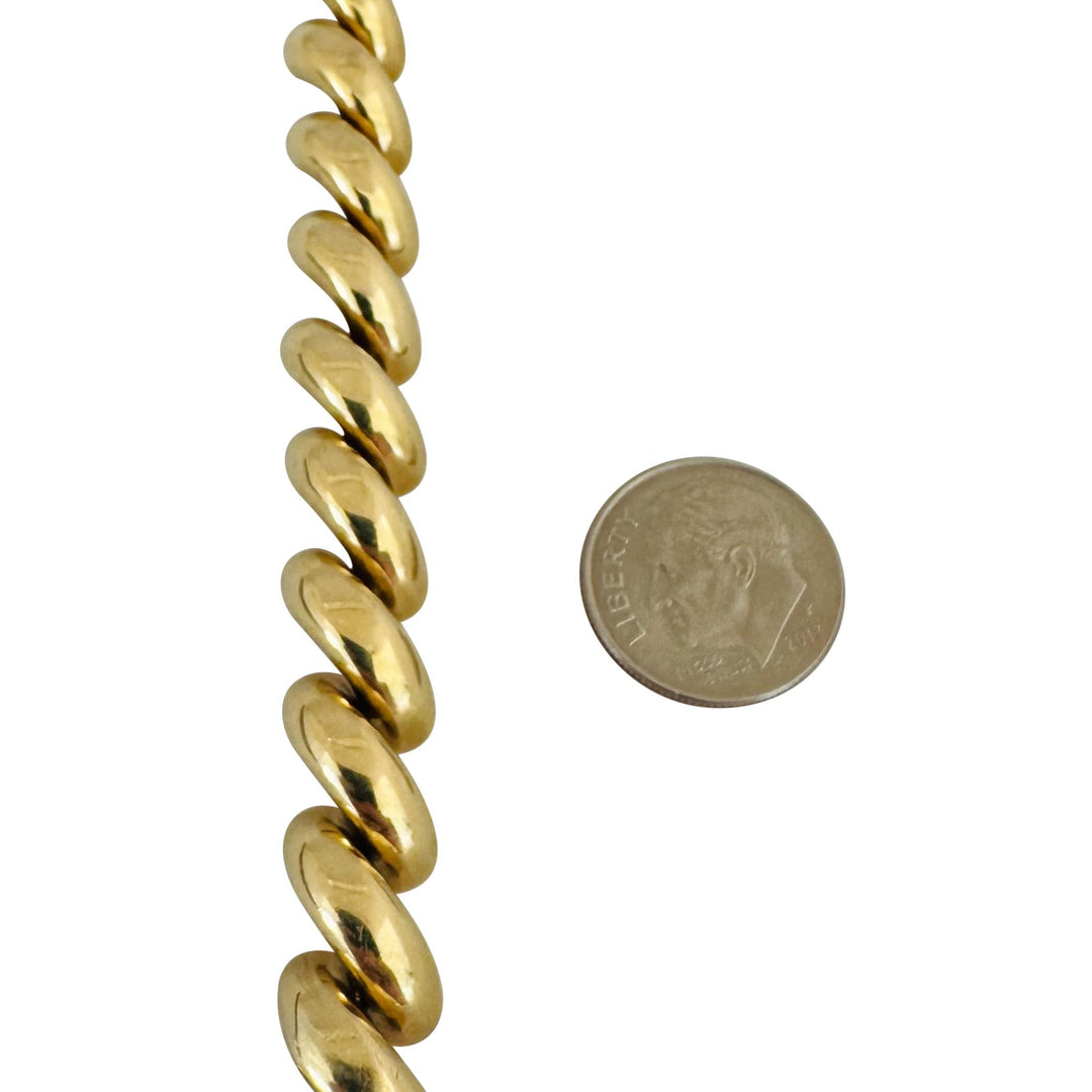 14k Yellow Gold 31g Heavy Polished 10mm San Marco Link Bracelet Italy 7.25"